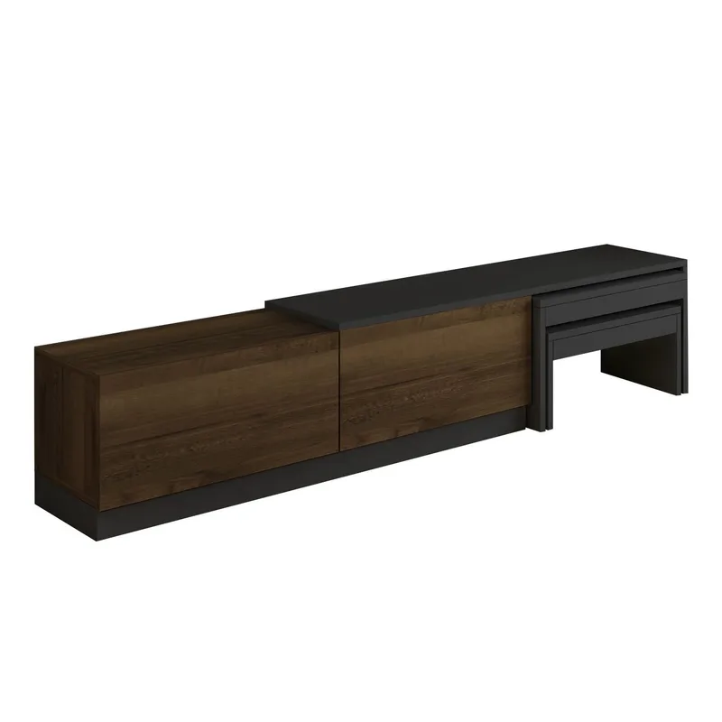 Zalven TV-bänk 180x36x30 cm, antracit och antik valnöt