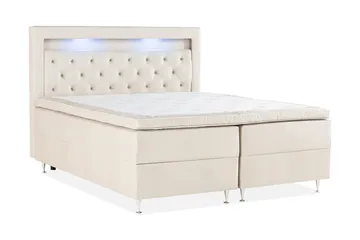 Alessia Komplett Sängpaket med Förvaring LED-belysning 160x200 cm - Biege - Products - Möbler - Säng - Säng med förvaring