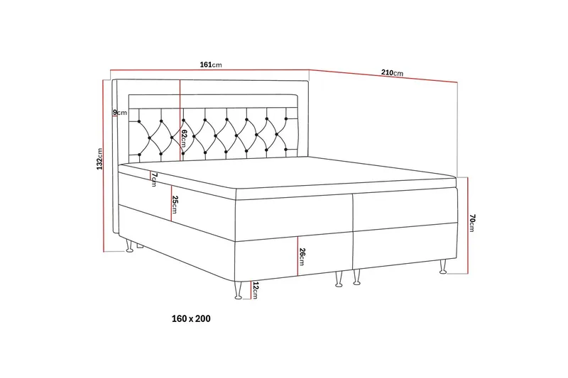 Alessia Komplett Sängpaket med Förvaring LED-belysning 160x200 cm - Mörkgrå - Products - Möbler - Säng - Säng med förvaring