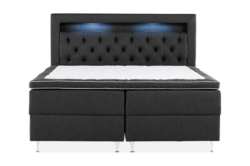 Alessia Komplett Sängpaket med Förvaring LED-belysning 160x200 cm, Svart