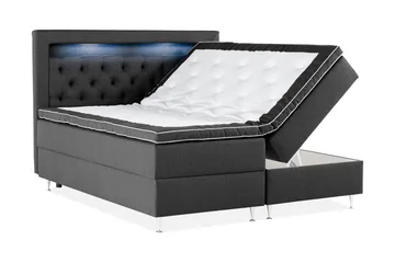 Alessia Komplett Sängpaket med Förvaring LED-belysning 160x200 cm - Svart - Products - Möbler - Säng - Säng med förvaring