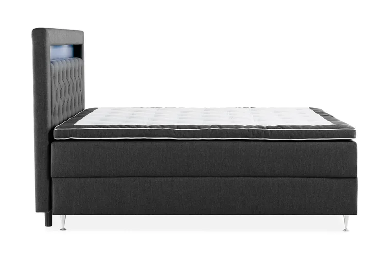 Alessia Komplett Sängpaket med Förvaring LED-belysning 160x200 cm - Svart - Products - Möbler - Säng - Säng med förvaring