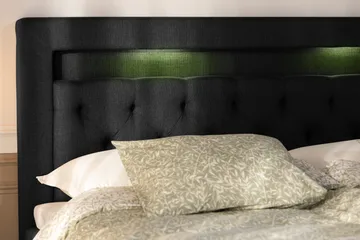 Alessia Komplett Sängpaket med Förvaring LED-belysning 160x200 cm - Svart - Products - Möbler - Säng - Säng med förvaring