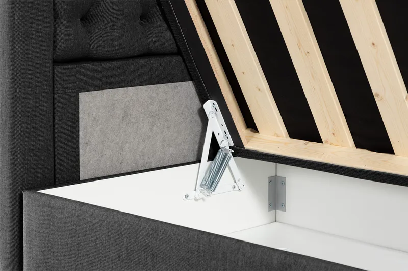 Alessia Komplett Sängpaket med Förvaring LED-belysning 160x200 cm - Svart - Products - Möbler - Säng - Säng med förvaring