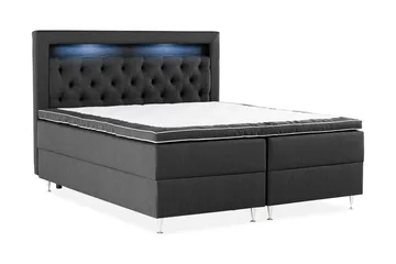 Alessia Komplett Sängpaket med Förvaring LED-belysning 160x200 cm - Svart - Products - Möbler - Säng - Säng med förvaring