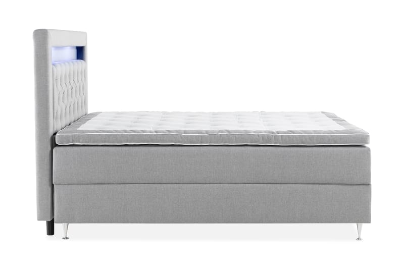 Alessia Komplett Sängpaket med Förvaring LED-belysning 180x200 cm - Grå - Products - Möbler - Säng - Säng med förvaring