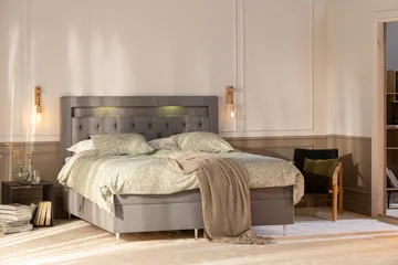 Alessia Komplett Sängpaket med Förvaring LED-belysning 180x200 cm - Grå - Products - Möbler - Säng - Säng med förvaring