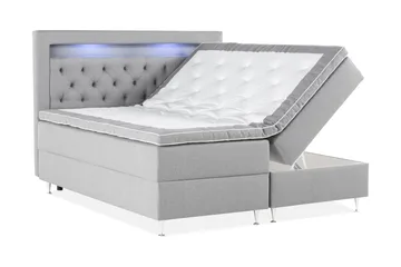 Alessia Komplett Sängpaket med Förvaring LED-belysning 180x200 cm - Grå - Products - Möbler - Säng - Säng med förvaring