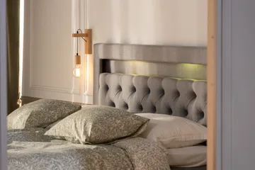 Alessia Komplett Sängpaket med Förvaring LED-belysning 180x200 cm - Grå - Products - Möbler - Säng - Säng med förvaring
