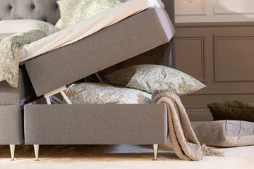 Alessia Komplett Sängpaket med Förvaring LED-belysning 180x200 cm - Grå - Products - Möbler - Säng - Säng med förvaring
