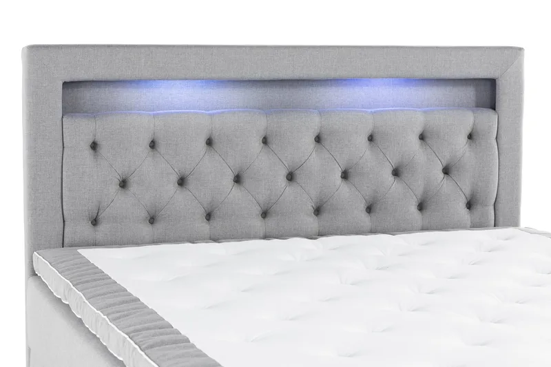 Alessia Komplett Sängpaket med Förvaring LED-belysning 180x200 cm - Grå - Products - Möbler - Säng - Säng med förvaring