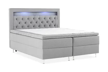 Alessia Komplett Sängpaket med Förvaring LED-belysning 180x200 cm - Grå - Products - Möbler - Säng - Säng med förvaring
