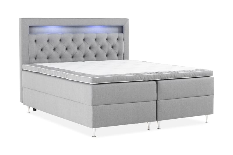 Alessia Komplett Sängpaket med Förvaring LED-belysning 180x200 cm - Grå - Products - Möbler - Säng - Säng med förvaring