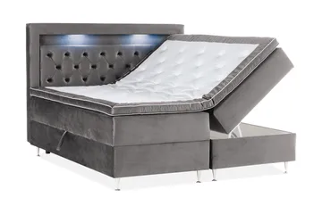Alessia Komplett Sängpaket med Förvaring LED-belysning 180x200 cm - Mörkgrå Sammet - Products - Möbler - Säng - Säng med förvaring