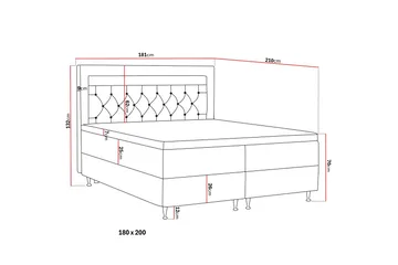 Alessia Komplett Sängpaket med Förvaring LED-belysning 180x200 cm - Mörkgrå Sammet - Products - Möbler - Säng - Säng med förvaring