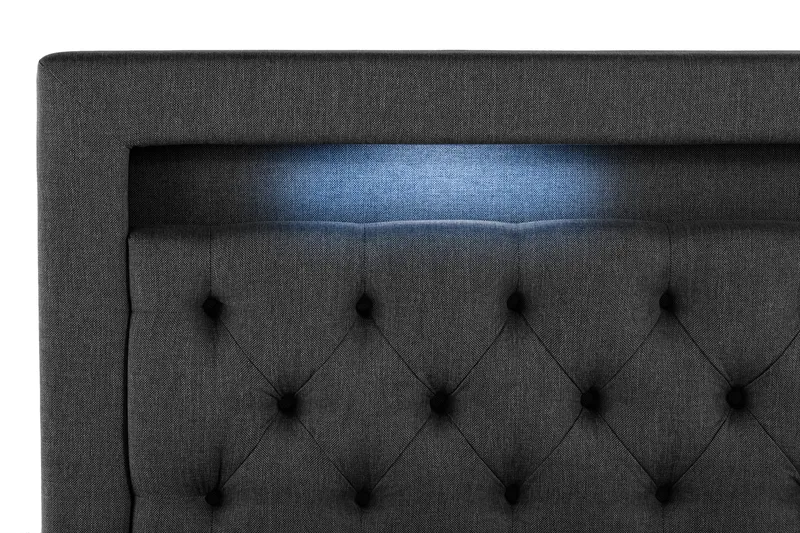 Alessia Komplett Sängpaket med Förvaring LED-belysning 180x200 cm - Svart - Products - Möbler - Säng - Säng med förvaring