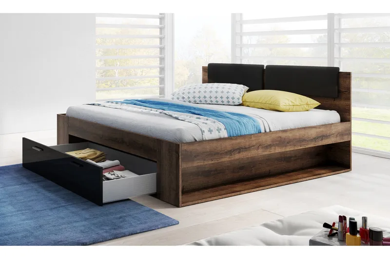 Bovera Sängram 140x200 - Teak/Svart - Products - Möbler - Säng - Säng med förvaring