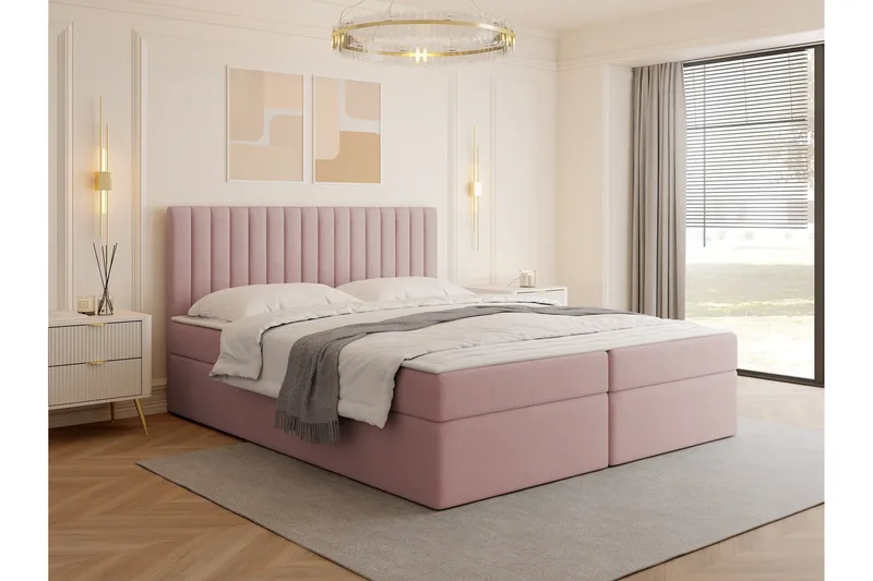 Calrosor Sängpaket Kontinentalsäng med Förvaring 160x200 cm - Rosa - Products - Möbler - Säng - Komplett sängpaket
