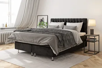 Celine Kontinentalsäng 180x200cm - Svart/Sammet - Products - Möbler - Säng - Kontinentalsäng