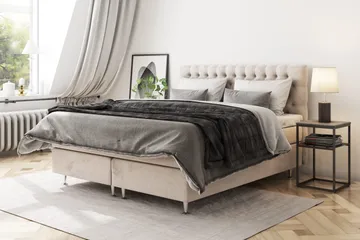 Celine Sängpaket 160x200cm - Beige / Sammet - Products - Möbler - Säng - Kontinentalsäng