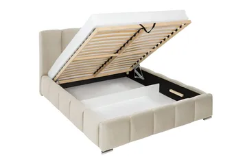 Cleaton Sängram 180x200 cm med Förvaring HVILA Resårmadrass och Bäddmadrass i Latex med Tvättbar klädsel - Grå/Vit - Products - Möbler - Säng - Komplett sängpaket