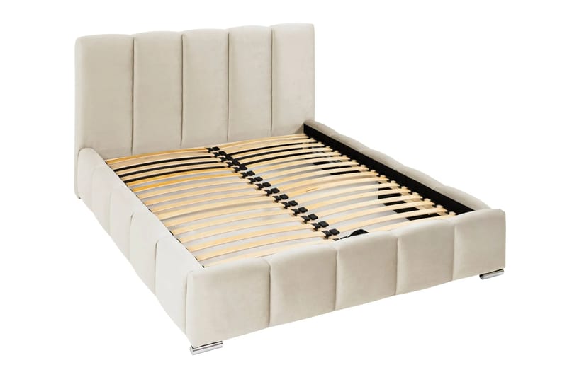 Cleaton Sängram 180x200 cm med Förvaring HVILA Resårmadrass och Bäddmadrass i Latex med Tvättbar klädsel - Grå/Vit - Products - Möbler - Säng - Komplett sängpaket