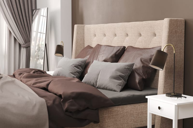 Cuba Sängpaket 160x200 med Tre Bruna Kuddar - (+Fler val) Beige/Brun - Products - Möbler - Säng - Kontinentalsäng