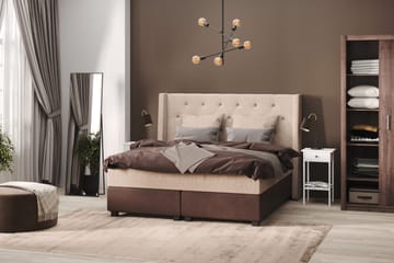 Cuba Sängpaket 210x210 med Två Beiga Kuddar - (+Fler val) Beige/Brun - Products - Möbler - Säng - Kontinentalsäng