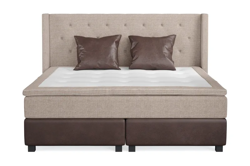 Cuba Sängpaket 210x210 med Två Bruna Kuddar, (+Fler val) Beige/Brun