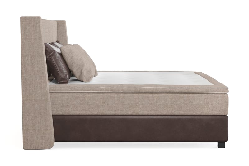 Cuba Sängpaket 210x210 med Två Bruna Två Beiga Kuddar - (+Fler val) Beige/Brun - Products - Möbler - Säng - Kontinentalsäng