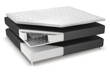 Franco Komplett Sängpaket med förvaring LED-belysning 180x200 cm - Grå / Sammet - Products - Möbler - Säng - Säng med förvaring