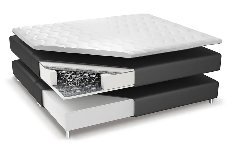 Franco Komplett Sängpaket med förvaring LED-belysning 180x200 cm - Grå / Sammet - Products - Möbler - Säng - Säng med förvaring
