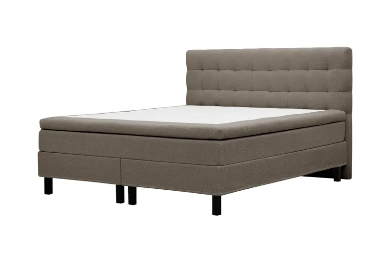 Hilton Komplett Sängpaket 160x200 cm Kontinentalsäng med rutad sänggavel - Brun / Teddy - Products - Möbler - Säng - Kontinentalsäng