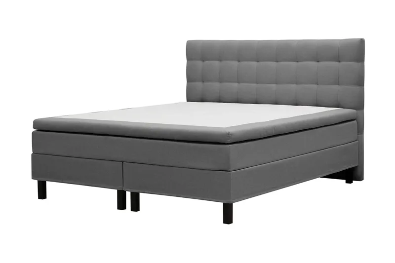 Hilton Komplett Sängpaket 160x200 cm Kontinentalsäng med rutad sänggavel - Grå - Products - Möbler - Säng - Kontinentalsäng