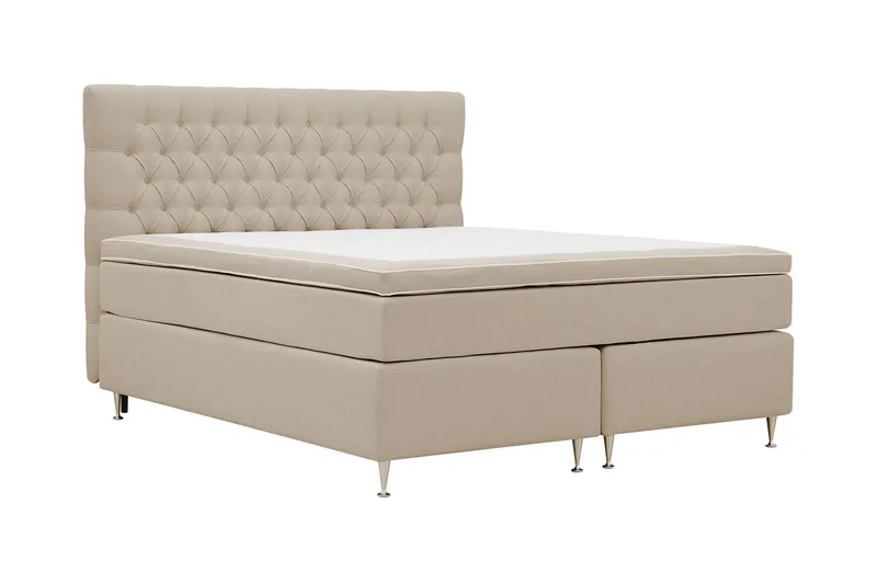 Hilton Lyx Komplett Sängpaket 160x200 cm Kontinentalsäng med knappad sänggavel - Beige - Products - Möbler - Säng - Kontinentalsäng