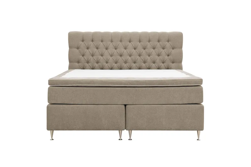 Hilton Lyx Komplett Sängpaket 160x200 cm Kontinentalsäng med knappad sänggavel i chenille - Brun - Products - Möbler - Säng - Kontinentalsäng