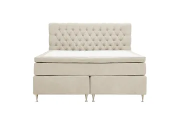 Hilton Lyx Komplett Sängpaket 180x200 cm Kontinentalsäng med knappad sänggavel i chenille, Beige