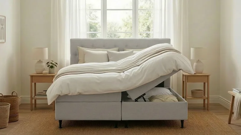 Hilton Plus Komplett Sängpaket med Förvaring 160x200 cm - Grå - Products - Möbler - Säng - Säng med förvaring