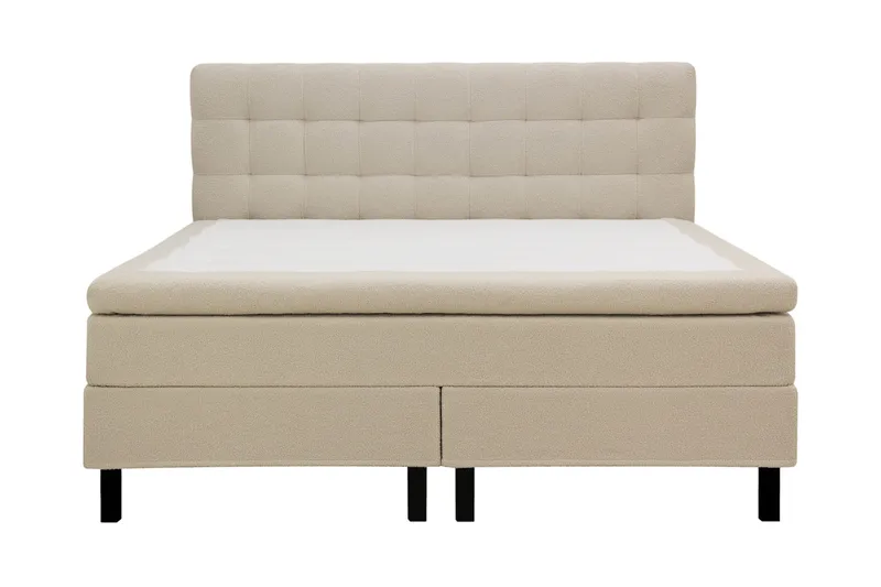 HVILA Classic Komplett Sängpaket 160x200 cm Kontinentalsäng med rutad sänggavel, Beige / Teddy
