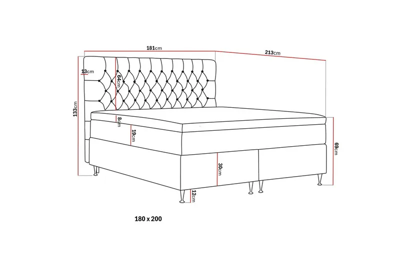 HVILA Lyx Komplett Sängpaket 180x200 cm Kontinentalsäng med knappad sänggavel i sammet - Grå - Products - Möbler - Säng - Kontinentalsäng