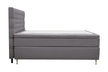 HVILA Lyx Komplett Sängpaket 180x200 cm Kontinentalsäng med knappad sänggavel i sammet - Grå - Products - Möbler - Säng - Kontinentalsäng