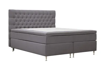 HVILA Lyx Komplett Sängpaket 180x200 cm Kontinentalsäng med knappad sänggavel i sammet - Grå - Products - Möbler - Säng - Kontinentalsäng