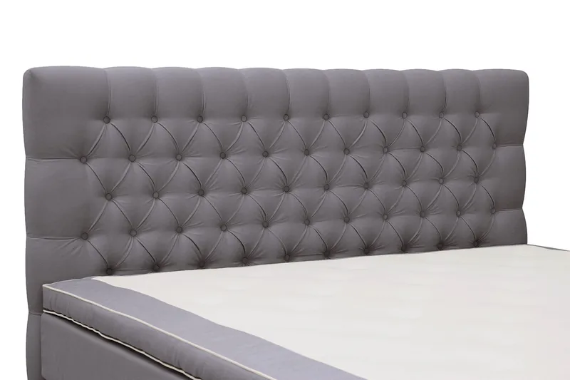 HVILA Lyx Komplett Sängpaket 180x200 cm Kontinentalsäng med knappad sänggavel i sammet - Grå - Products - Möbler - Säng - Kontinentalsäng