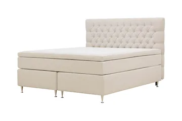 HVILA Lyx Komplett Sängpaket 180x200 cm Kontinentalsäng med knappad sänggavel - Ljusbeige - Products - Möbler - Säng - Kontinentalsäng