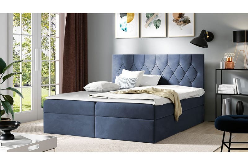 Jitendera Sängpaket Kontinentalsäng 120x200 cm med Förvaring - Blå - Products - Möbler - Säng - Komplett sängpaket