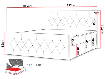 Jitendra Sängpaket Kontinentalsäng 120x200 cm med Förvaring - Röd - Products - Möbler - Säng - Komplett sängpaket