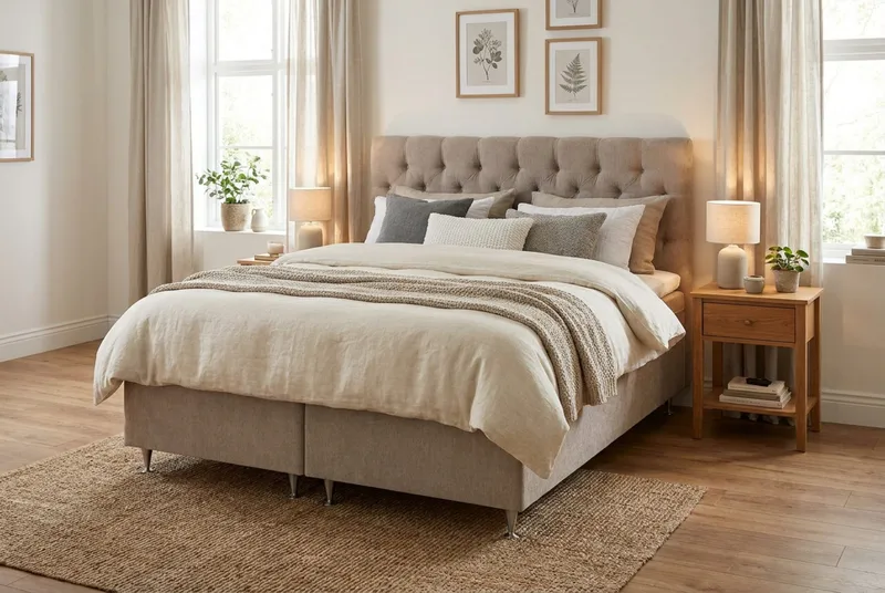 Joluma Kontinentalsäng Fast 180x200 cm - (+Fler val) 180x200 cm Beige - Products - Möbler - Säng - Kontinentalsäng