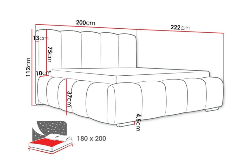 Cleaton Sängram 180x200 cm med Förvaring HVILA Skummadrass och Bäddmadrass i Polysterskum Vändbar Sommar & Vintersida och Tvättbar klädsel - Grå/Vit - Products - Möbler - Säng - Komplett sängpaket