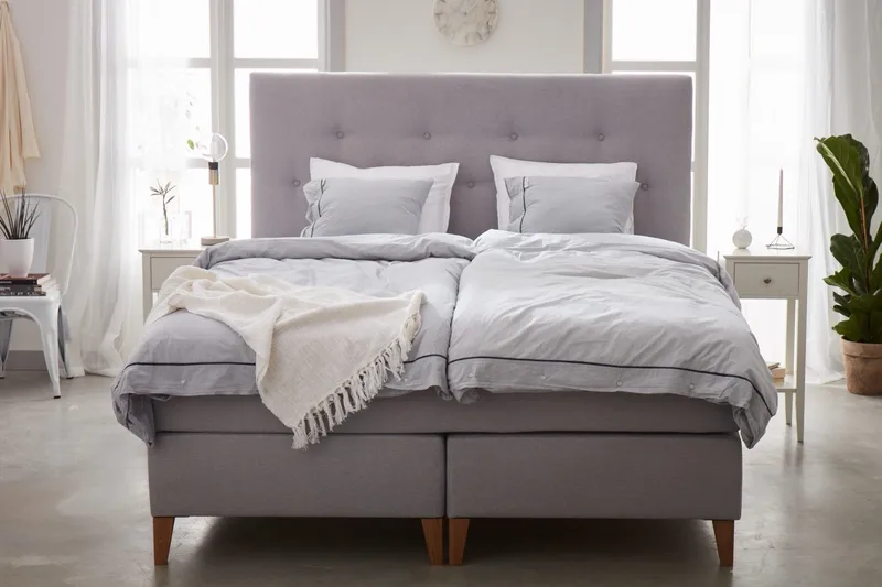 Kontinentalsäng Aspen Lyxpaket med Sänggavel 180x200 cm - Ljusgrå - Products - Möbler - Säng - Komplett sängpaket