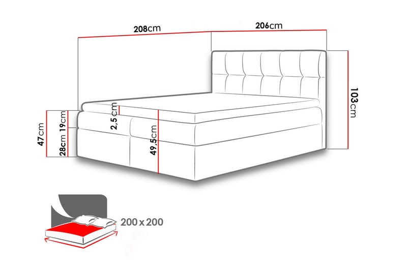 Kramvik Kontinentalsäng 200x200 - Grå - Products - Möbler - Säng - Säng med förvaring